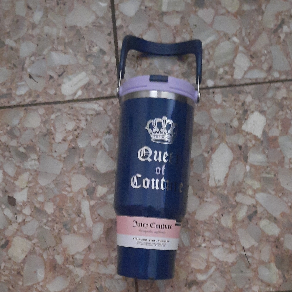 Juicy Couture "Queen Of Couture" Navy Travel Tumbler